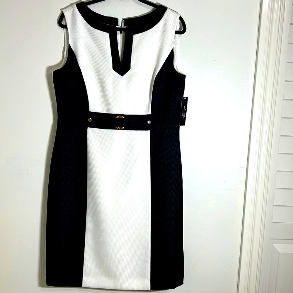 Tahari Sheath Dress Black & White